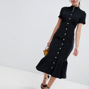 Asos black corset midi dress